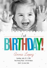 1st Birthday Photo - Birthday Invitation